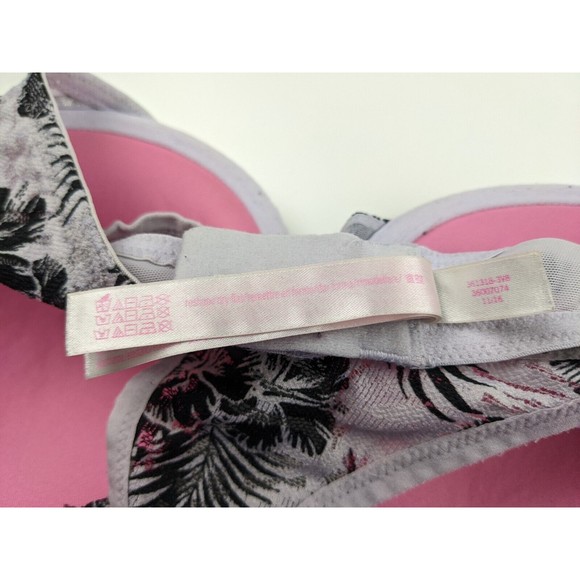 Victoria's Secret PINK Lightly Lined Push Up Bra Size 32DD Floral Lace - Picture 6 of 6